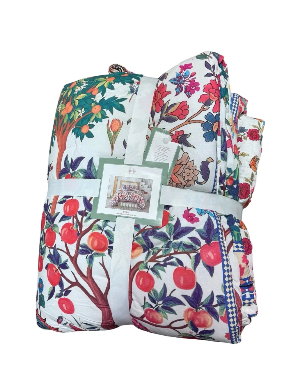 NWT Studio D UMA King Comforter Set 3 Pc Bird Floral Print Cotton King Bedding